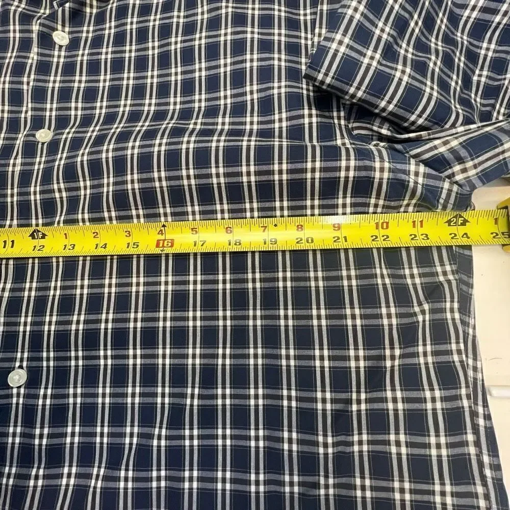 The Men's Store Bloomingdale's Blue Plaid Button Up Shirt Size XLarge Cotton